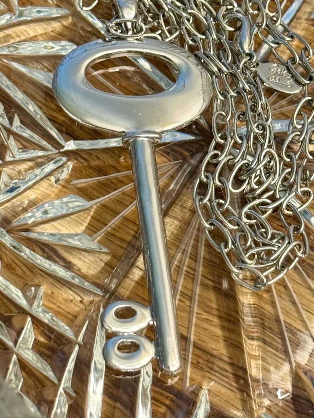 Cookie Lee Retired Silver Key Pendant Necklace | Y2K 2000s Aesthetic